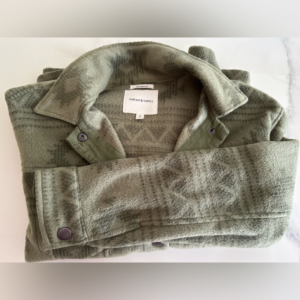 Thread & Supply Olive Patterned Jacket/Shacket - image 4